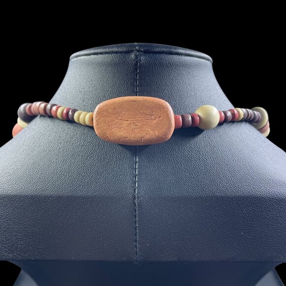 Handmade Bohemian Rustic Beaded Necklace Vintage Prairie Cottagecore Jewelry 32" - Picture 7 of 7